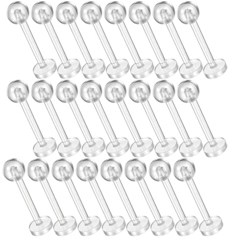 30PCS Clear Acrylic 16G 8mm Nose Rings Studs Lip Studs Tragus Retainer Helix Cartilage Earring Stud Body Piercing Jewelry Nosetril Retainer for Women and Men