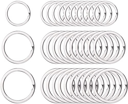 Voarge Schlüsselringe aus Edelstahl Metall Split Ring Runde Flache Schlüsselanhänger Ringe, 20mm,25mm,30mm Schlüsselringe 30 stück für Auto, Haus, Schlüssel Zubehör