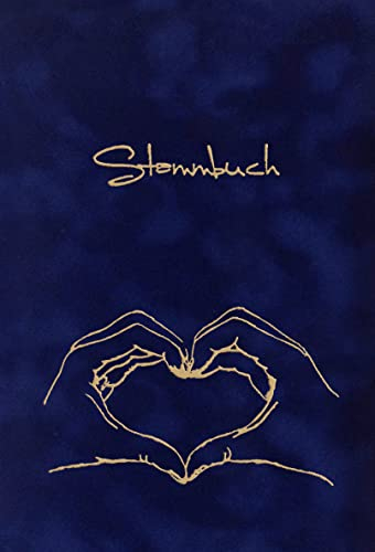 Stammbuchverlag Stammbuch Herz mit Hand, dunkelblau, Velours, Goldprägung, Stammbuchformat