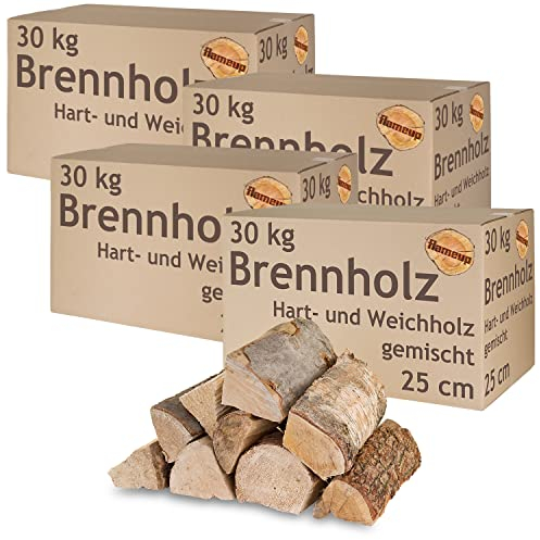 Bois de Chauffage Mixte 120 kg Hêtre Chêne Bouleau Pin Epicéa Bol à feu Bois pour poêles et cheminées Gril 25 cm Chambre séchés flameup