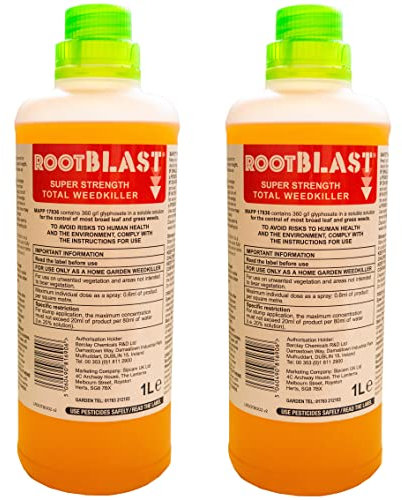 Rootblast | Super Strength Concentrated Total Weed Killer - Super Strength Glyphosate for Effective Weed Control - Kills Weeds down to the their roots (2 x 1L)