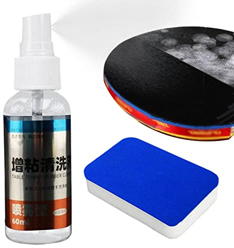 Pomurom Limpieza para Raquetas Tenis Mesa, 60ml Spray Limpieza Portátil para Paletas -Pong, Limpiador Raquetas Tenis Mesa para Eliminar el Polvo, Suciedad, Grasa y Sudor