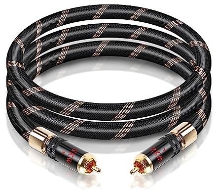 SKW Câble RCA coaxial numérique, câble de caisson de basses S/PDIF avec design autobloquant, pour son surround stéréo 5.1, amplificateur, système hi-fi, OD : 8 mm - 2 m
