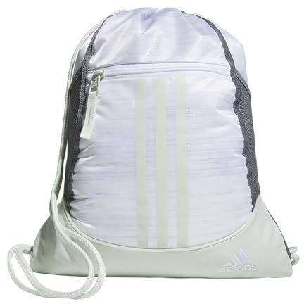 adidas Alliance Sackpack – Drawstring Backpack Small Bag for Men and Women, 2/Two Tone White-clear Onix/Linen Green, One Size, Alliance Sackpack – Drawstring Backpack Small Bag for Men and Women