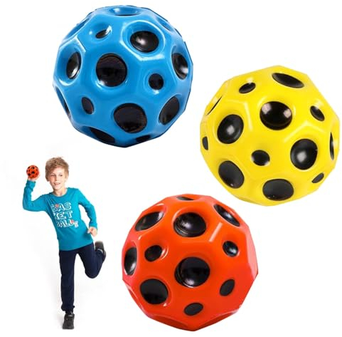 AYNKH 3pcs Jumping Ball Space Ball Moon Ball, Balle en Mousse de Caoutchouc Haute Rebond, Facile à saisir et à Tenir, Faire Un Bruit de Pop, Cadeau de fête de Sport pour Les Enfants Adultes