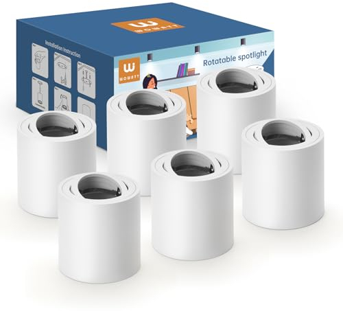 wowatt 6 Stück Aufbauspot Weiß - Aufbaustrahler mit GU10 Fassung, Geeignet für GU10 & LED Module, Aufbauleuchte 30° Schwenkbar, aufputz deckenspots Spots aus Aluminium, Rund(Ohne GU10-Lampe)