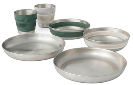 Sea to Summit Detour Stainless Steel Collapsible Dinnerware Set 2P 6-teilig - Geschirrset green-grey