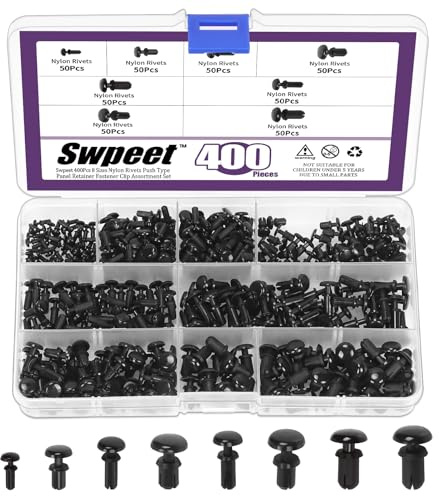 Swpeet 400 st 8 storlekar bil retain clips push clips nitkit, nylonfästen push retainer-kit för bil interiörtillbehör, stötfångare, kylarsköld Yoke och stänkskydd