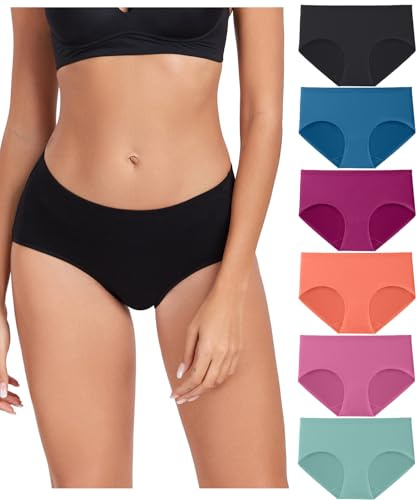 wirarpa Underwear Women Cotton Ladies Knickers Comfortable Pants for Women Full Coverage Briefs 6 Pack