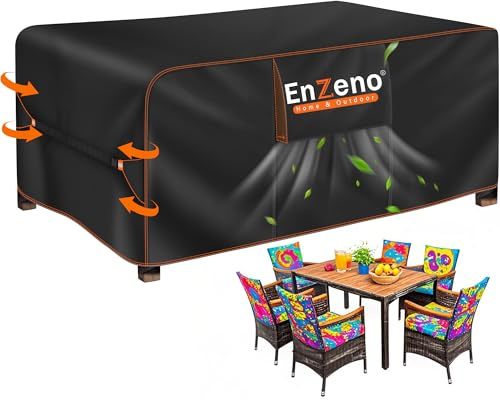 Enzeno Funda para Muebles de Jardín Rectangular 160 x 100 x 74 cm,Impermeable,Cubierta para Mesa de Jardín,Muebles de Salón,Muebles de Jardín,Fundas Protectoras para Muebles de Jardín,Sofás