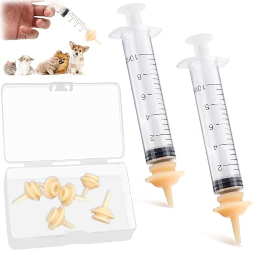 COYUN 10 Pcs Biberon per Gattini, Mini Tettarella in Silicone con Siringa Siringa per Alimentazione di Animali Domestici con Tettarella, Forniture Riutilizzabili per Gattini, Cuccioli, Piccoli Animali