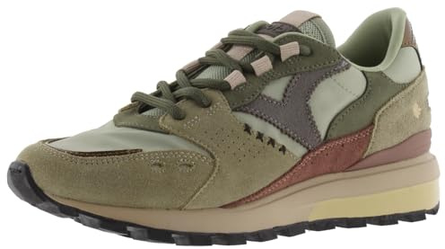 victoria Sneaker Luna Nylon & Pezzi in Crosta di Pelle & Suola Dentata 1156112 per Donna Kaki 39