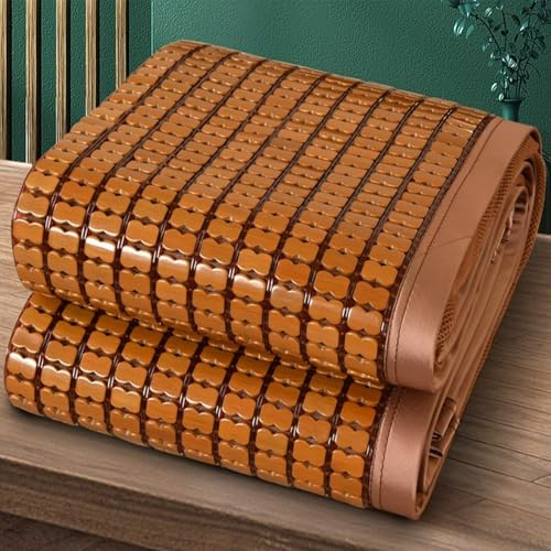 Materassino Estivo in bambù,Stuoia di bambù per Letto,Traspirante e Liscio Rinfrescante Tappetino Mahjong,Materasso Raffreddamento Pieghevole in bambù,per Divano Letto Sedia ,Marrone,150 * 195cm