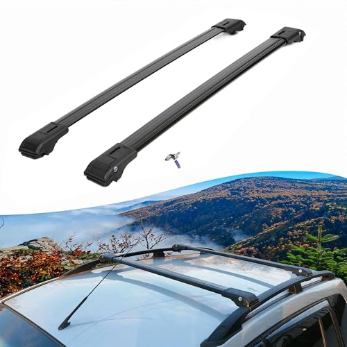 Roof Rack for Volkswagen TransporterT5 2003-2015, Lockable Open Rails Black | Axenture Aluminium Roof Bars for Raised Rails, 2-Piece Rail Carrier, Aerodynamic Lockable Design, T-Slot Channel