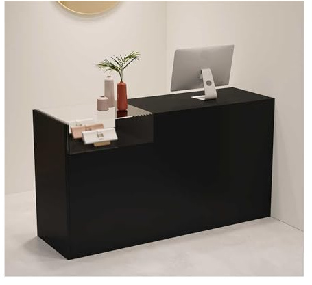 Vetrina da banco in vetro temperato per vetrina registratore di cassa, struttura stabile per caffetterie ed eventi (nero, 90 cm, lato destro)