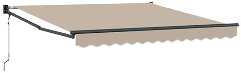 Infällbar markis beige 350 x 250 cm – tygmarkis för terrass och balkong – lätt och väderbeständig – perfekt solskydd