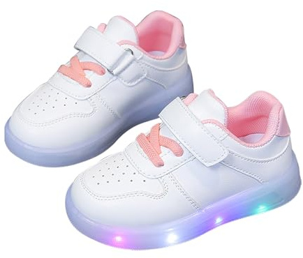 Generisch Zapatillas de deporte LED para gancho y lazo luz hasta zapatos de bebé zapatos para aprender a caminar, Rosa., 26 EU
