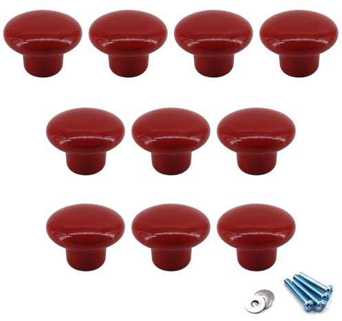 Flomore rouge Poignées et boutons de tiroir ceramique poignée de meuble porte bouton Pour la chambre des enfants Pack de 10 (vient avec des vis)