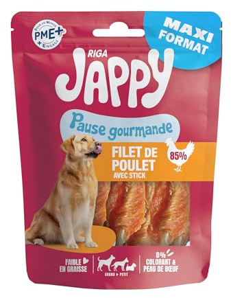 RIGA - Jappy Filet de Poulet + Stick - Friandise Chien - Riche en Poulet - Riche En Protéines & Collagène - Faible En Matière Grasse - Sans Colorant, Ni Peau De Boeuf - Maxi Pack - 300g