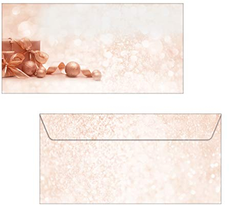 SIGEL DU231 Briefumschläge Weihnachten mit trendigen Roségoldtönen | DIN lang | 50 Stück | Golden Dream