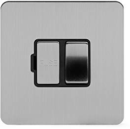 Soho Lighting Brushed Chrome Flat Plate 13A Switched Fuse Connection Unit Blk Ins Screwless