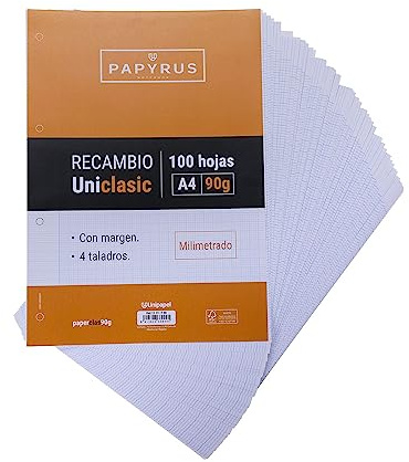 Unipapel 53391700 Millimeter-Nachfüllung, 90 g, mit Rand, 4 Löcher, Papier, mehrfarbig, A4