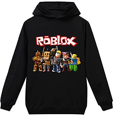 Temolie Roblox huvtröja pojktröja YouTuber tonåring PS4 spelkaraktär toppar flickor casual pullover långärmad T-shirt 4-13 år, Svart, 5-6 år