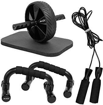 JELEX Trio 3-in-1 Liegestützgriffe Springseil Bauchtrainer Fitness Set für Kraftsport und Konditionstraining. Für Damen und Herren geeignet, optimal zum Trainieren zu Hause oder für Ihr Home-Gym