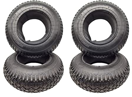 4X HMH-Shop Schubkarren Set Mantel + Schlauch 4.80/4.00-8 Schubkarrenmantel 4er Set Decke Schubkarrenschlauch 4.80 Ersatzreifen 4.00-8 Karre Luftreifen 4 Stück Reifendecke 400x100mm Innenschlauch