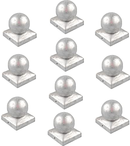 Baumarktplus 10x Pfostenkappe verzinkt Abdeckkappe für Pfosten Kugel 71 mm 7 x 7 cm