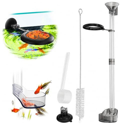 Yuehuamech Shrimp Feeding Dish Set, Aquarium Feeder Tube Kit With Ring, Cleaning Brush and Bowl for Fish Tank, Crab