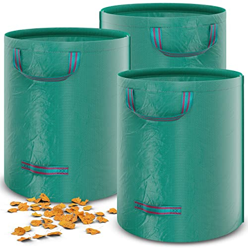 Alaskaprint Gartensack 3x Laubsack Gartenabfallsack stabil selbststehend mit 4 Griffen 272 Liter groß robust UV-Beständig Wasserdicht aus Polypropylen-Gewebe (PP) 150g/m² 390g