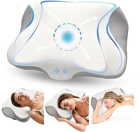 Clefivie Nackenkissen Nackenstützkissen Kopfkissen Nackenschmerzen Orthopädisches Kissen, Memory Foam Seitenschläferkissen Ergonomisches Kopfkissen für Seiten, Rücken & Bauchschläfer