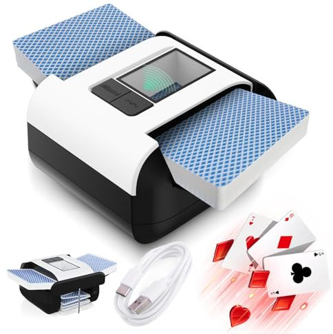 Automatisk kortblandare 1-2 däck, 2000 mah uppladdningsbar kortblandningsmaskin, entrycksdrift, bärbar elektrisk blandningsmaskin med låg ljudnivå för poker, Uno, Blackjack, Texas Hold'em