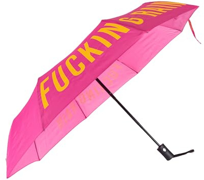 FISURA - Original gestreifter Regenschirm für Damen, klein, automatisch, Reisegröße, winddicht, 96 cm Durchmesser, offen. (Rosa)