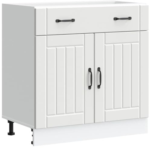 vidaXL Kitchen Base Cabinet Lucca White Engineered Wood, sink base cabinet, base kitchen cabinet with drawer, sink base unit