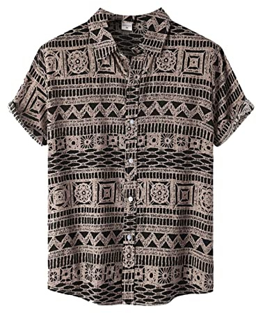 Hombres Camisas de Manga Corta - Estilo étnico Blusa de impresión Camisa de Playa Hawaiana Africano étnico de Gran tamaño Suave cómodo de Manga Corta Streetwear Top Ropa