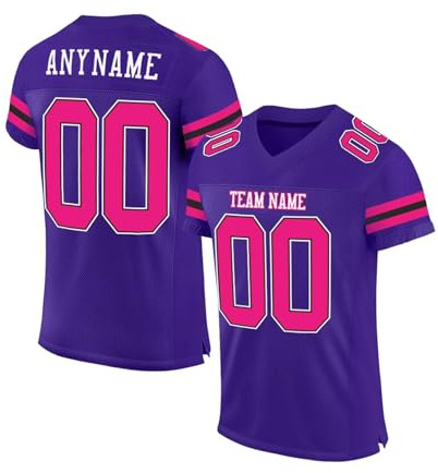 Personnalisé Sport Maillot de Football Américain pour Hommes Femmes Jeunes Préscolaires Personnalisable Sport Tee Shirt avec Nom et Numéro l'équipe