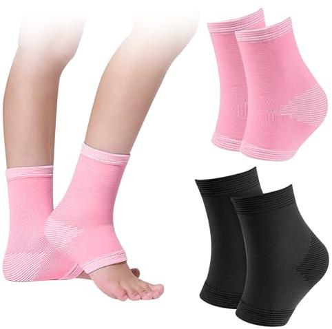 Leikedun Lot de 2 paires de chevillères élastiques pour enfants, chaussettes de compression pour tendinite, soulagement de la douleur au talon, protection des dommages ligamentaires, pour garçons et