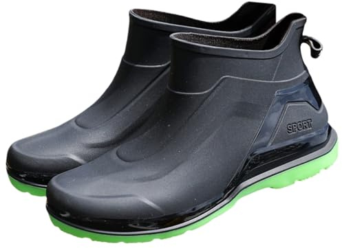 Barfuß Gummistiefel Herren Weiter Schaft Halbhoch Stiefel Wasserdicht Gummi Stiefeletten Slip On Regenstiefel Bequeme Kurz Ankle Boots Modische Herrenstiefel Outdoor Dicke Boden Gartenschuhe