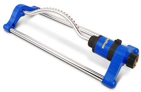 Goodyear - Aspersor de Riego para Jardín Oscilante con 17 Boquillas de Latón, Forma en Abanico, Gran Cobertura 50–220 m², Alcance 7,5–16,5 m, Conexión 1/2” y Multipresión 2–10 Bar