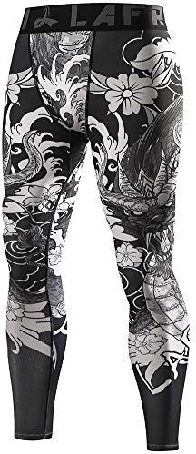 LAFROI Mallas de compresión para Hombre, de Secado rápido, Ajuste Fresco, YSK08 (Dragon,XL)