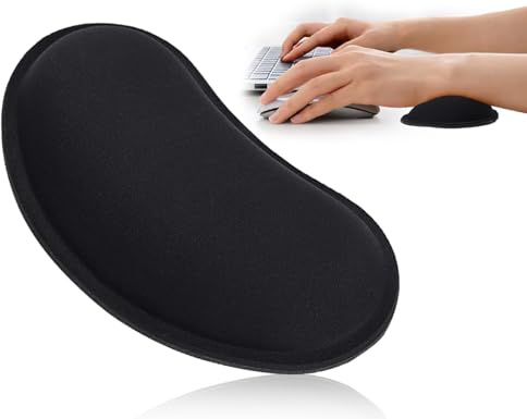 Lhbwhiz Reposamuñecas para ratón, reposamuñecas ergonómico con espuma viscoelástica, alfombrilla de goma para ratón para aliviar la muñeca (negro)