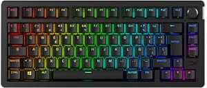 HyperX Alloy Rise 75 Wireless - Teclado Gaming mecánico inalámbrico, Hot Swap en Caliente, 80h batería con retroiluminación, Personalizable, Negro
