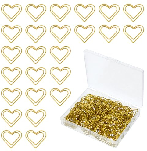 Giantree Lot de 100 trombones en forme de cœur d'amour et de croix - Signets en métal en acier inoxydable pour la décoration de documents, de notes et de mariage