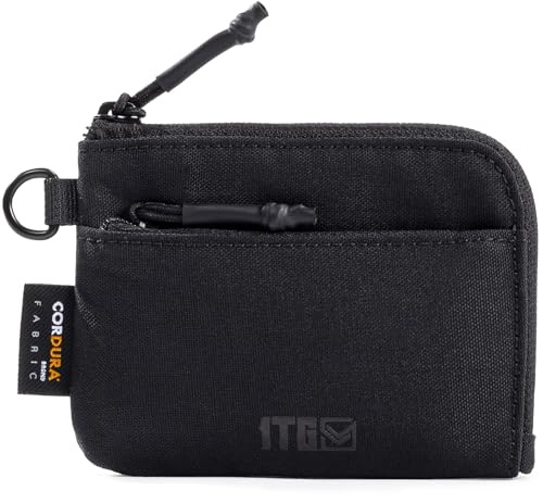 1TG Tactical Porte-monnaie en Cordura 500D avec fermeture éclair YKK pour homme et femme, Noir , 11 x 9 x 2CM, Moderne