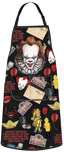 WZMPA Horror Clown Cooking Apron Horror Clown Lover Gift Welcome To Derry Kitchen Apron Clown Merch, Welcome to Derry Ap, Medium