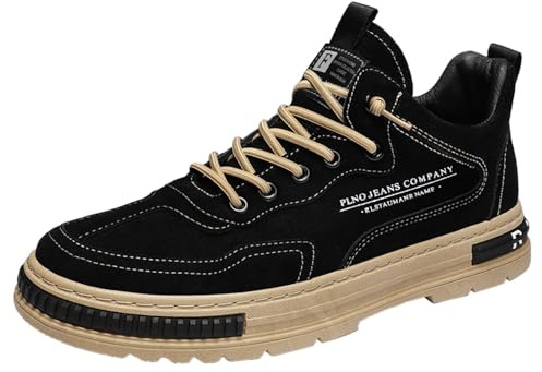 Generisch Scarpe sportive da uomo in pelle, per il tempo libero, antiscivolo, comode da jogging, con piedi larghi, scarpe da strada, eleganti e belle, scarpe da passeggio casual, Nero , 43 EU