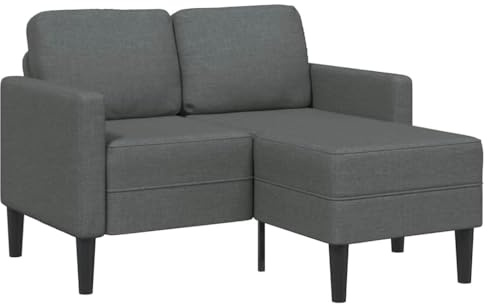 Massbinet Ecksofa 2 Sitzer Sofa mit Chaiselongue L Form Dunkelgrau 125 cm Stoff
