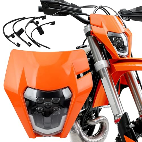 CeyKvo LED-motorcykelstrålkastare för KTM EXC250 SX250 SXF250 EXC450 SX350 SXF450 EXC525 640LC4 125cc Enduro Supermoto Offroad Dirt Bike (röd orange)